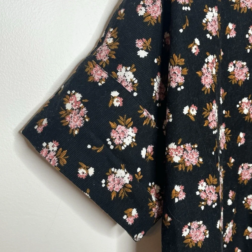 Madewell Floral Corduroy Shirt Womens Size Small Short Sleeve Cottagecore Boho - Picture 4 of 8